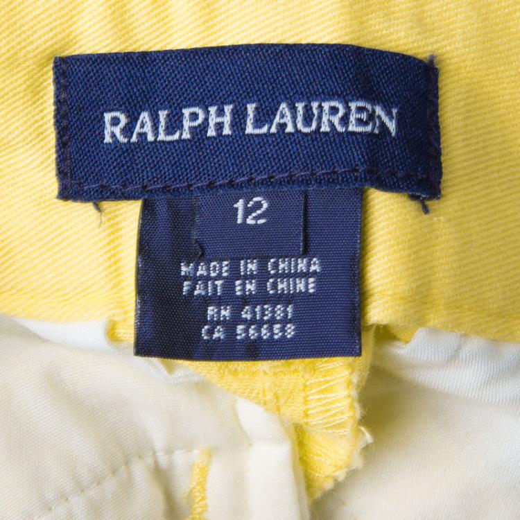 Pre Owned Ralph Lauren Yellow Belted Bermuda Shorts 12 Yrs