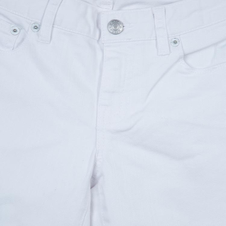 Pre Owned Ralph Lauren White Denim Bowery Skinny Jeans 10 Yrs
