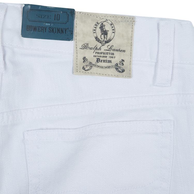 Pre Owned Ralph Lauren White Denim Bowery Skinny Jeans 10 Yrs