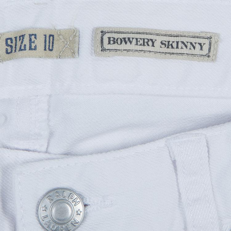 Pre Owned Ralph Lauren White Denim Bowery Skinny Jeans 10 Yrs