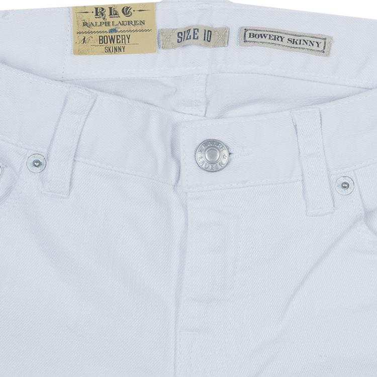 Pre Owned Ralph Lauren White Denim Bowery Skinny Jeans 10 Yrs