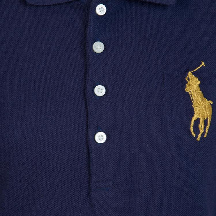 Pre Owned Ralph Lauren Navy Blue Long Sleeve Ruffle Bottom Polo Dress 6 Yrs