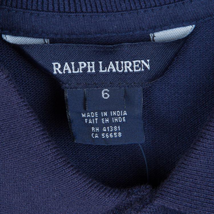 Pre Owned Ralph Lauren Navy Blue Long Sleeve Ruffle Bottom Polo Dress 6 Yrs