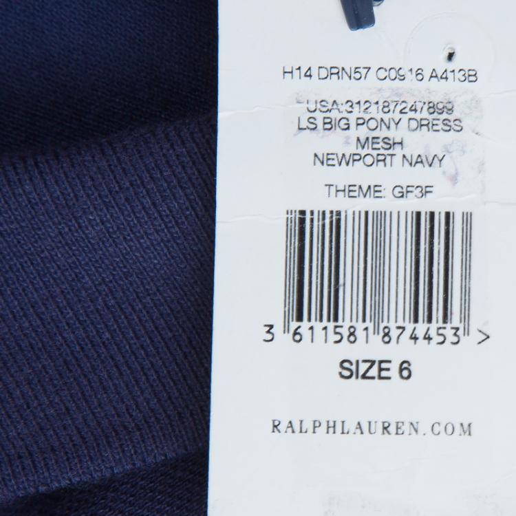 Pre Owned Ralph Lauren Navy Blue Long Sleeve Ruffle Bottom Polo Dress 6 Yrs