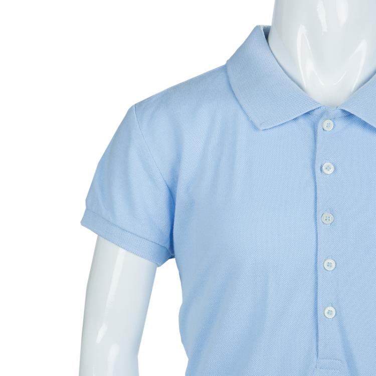 Pre Owned Ralph Lauren Light Blue Short Sleeve Ruffle Bottom Polo Dress 12/14 Yrs