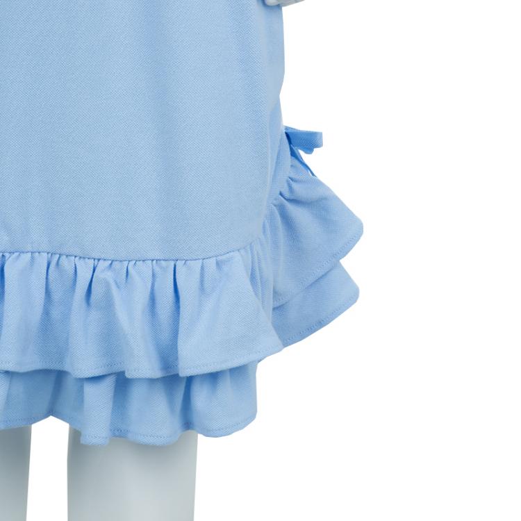 Pre Owned Ralph Lauren Light Blue Short Sleeve Ruffle Bottom Polo Dress 12/14 Yrs