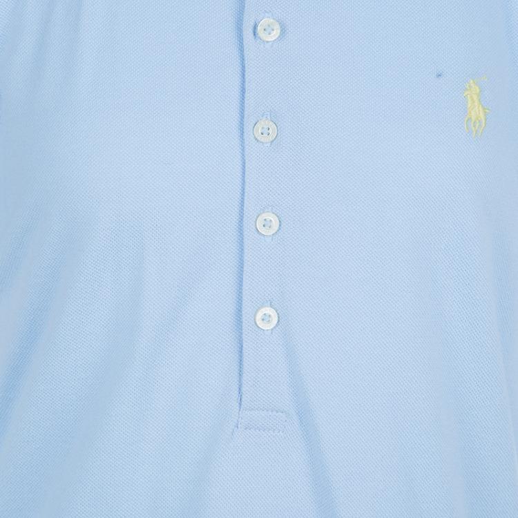 Pre Owned Ralph Lauren Light Blue Short Sleeve Ruffle Bottom Polo Dress 12/14 Yrs