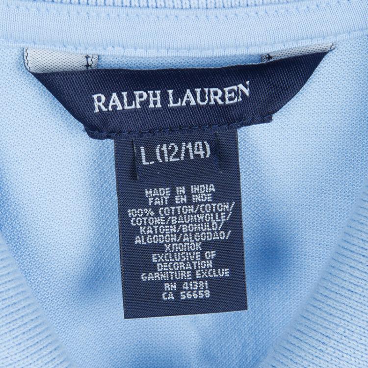 Pre Owned Ralph Lauren Light Blue Short Sleeve Ruffle Bottom Polo Dress 12/14 Yrs