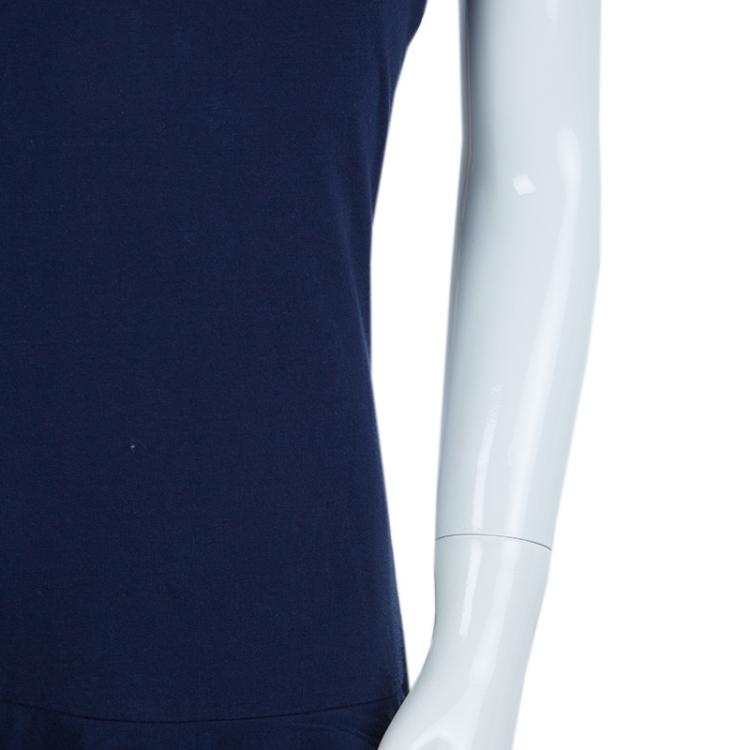 Pre Owned Ralph Lauren Navy Blue Jersey Sleeveless Ruffle Bottom Dress 6 Yrs