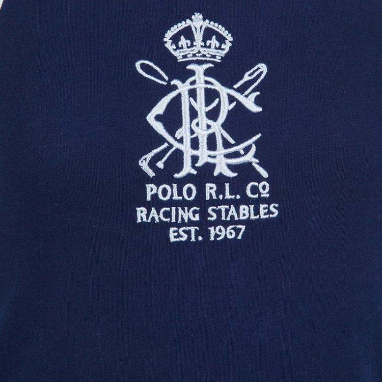 Pre Owned Ralph Lauren Navy Blue Jersey Sleeveless Ruffle Bottom Dress 6 Yrs