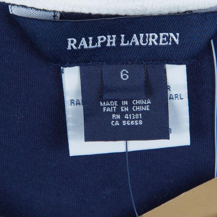 Pre Owned Ralph Lauren Navy Blue Jersey Sleeveless Ruffle Bottom Dress 6 Yrs