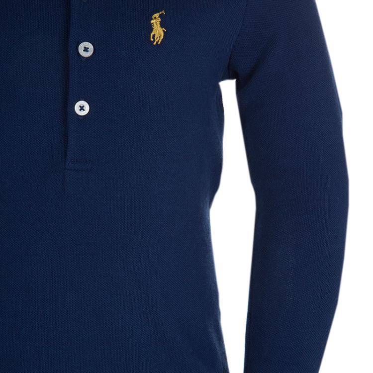 Pre Owned Ralph Lauren Navy Blue Suede Patch Detail Long Sleeve Polo Tunic 3 Yrs