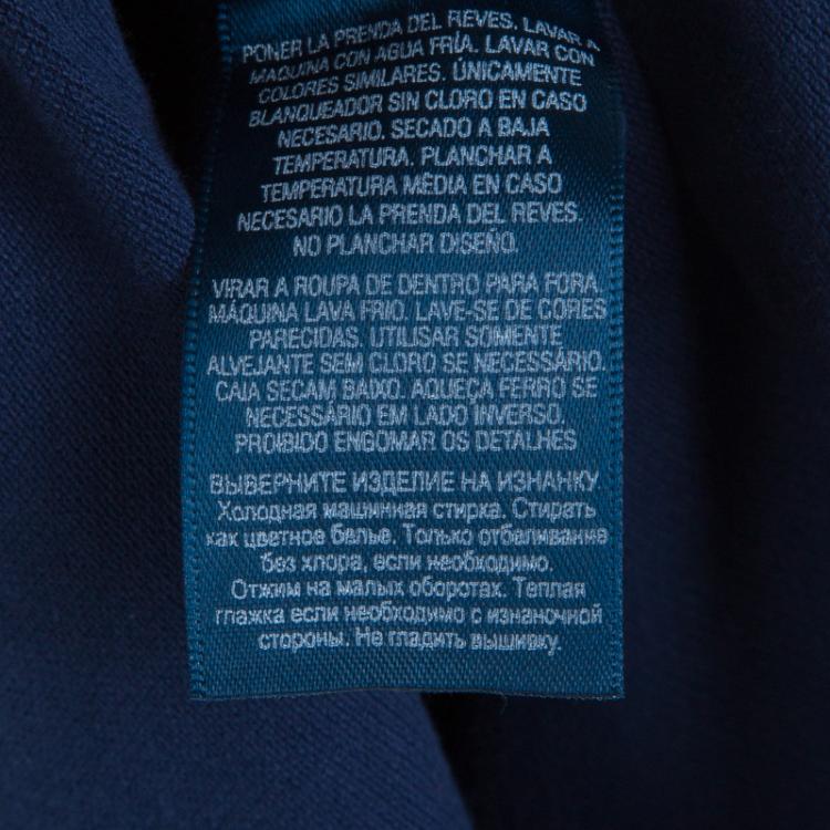 Pre Owned Ralph Lauren Navy Blue Suede Patch Detail Long Sleeve Polo Tunic 3 Yrs