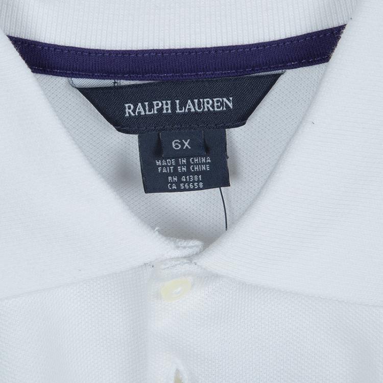 Pre Owned Ralph Lauren White Long Sleeve Polo T-Shirt 6 Yrs