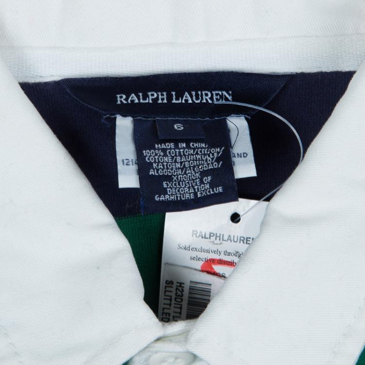 Pre Owned Ralph Lauren Blue and Green Striped Polo T-Shirt 6 Yrs