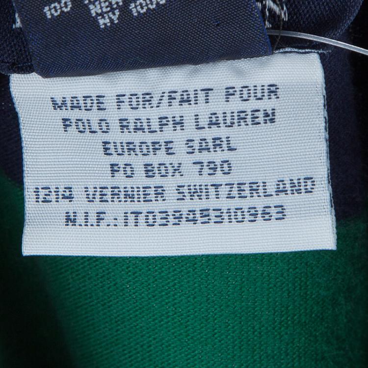 Pre Owned Ralph Lauren Blue and Green Striped Polo T-Shirt 6 Yrs