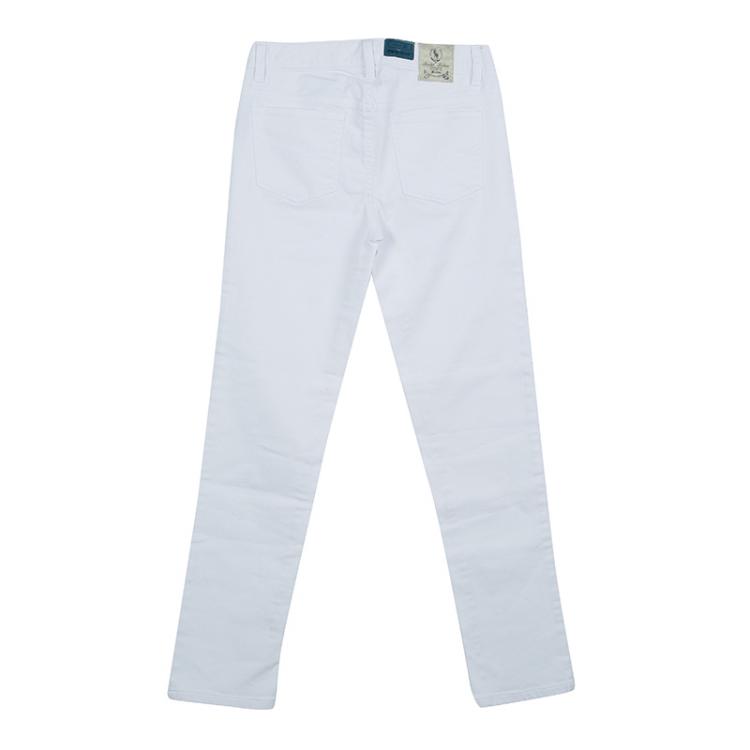 Pre Owned Ralph Lauren White Denim Bowery Skinny Jeans 12 Yrs