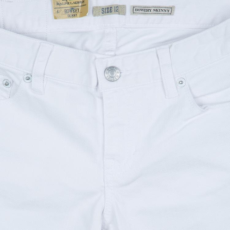 Pre Owned Ralph Lauren White Denim Bowery Skinny Jeans 12 Yrs