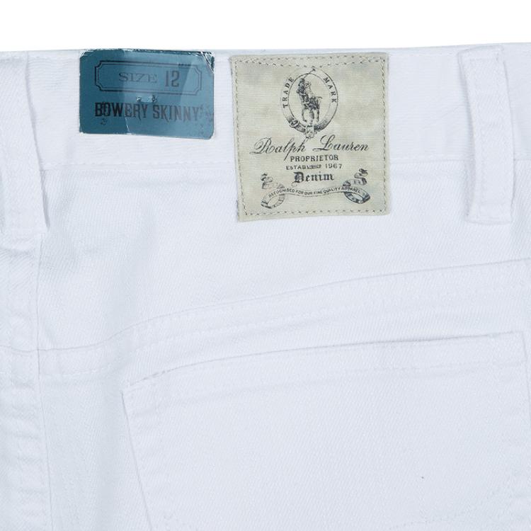 Pre Owned Ralph Lauren White Denim Bowery Skinny Jeans 12 Yrs