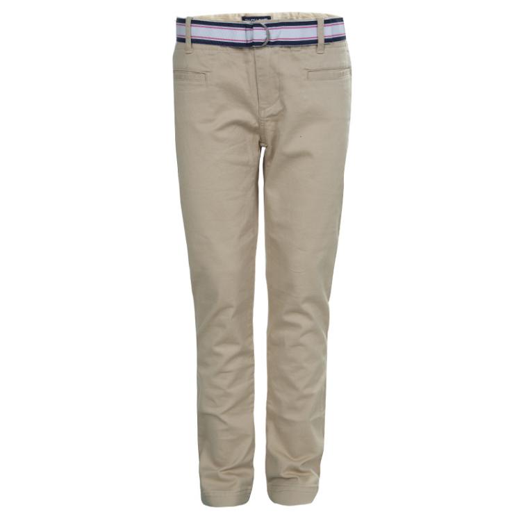 Pre Owned Ralph Lauren Khaki Belted Cotton Trousers 10 Yrs