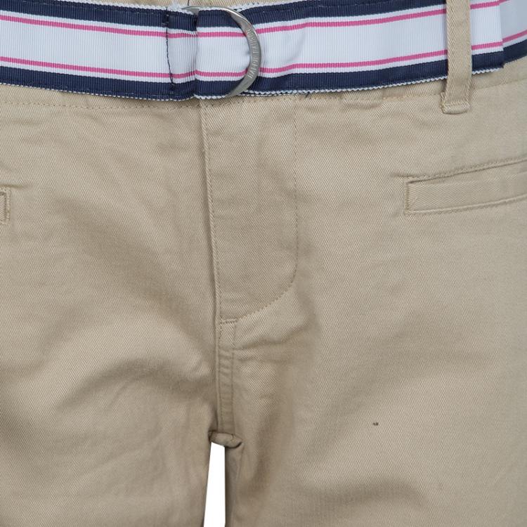 Pre Owned Ralph Lauren Khaki Belted Cotton Trousers 10 Yrs