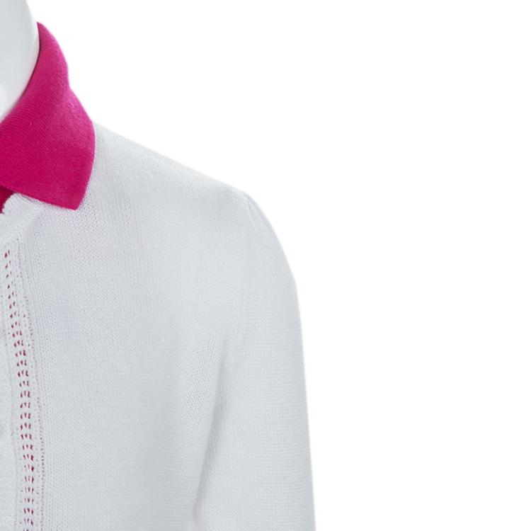 Pre Owned Ralph Lauren White Ruffle Bottom Cropped Cardigan 6 Yrs