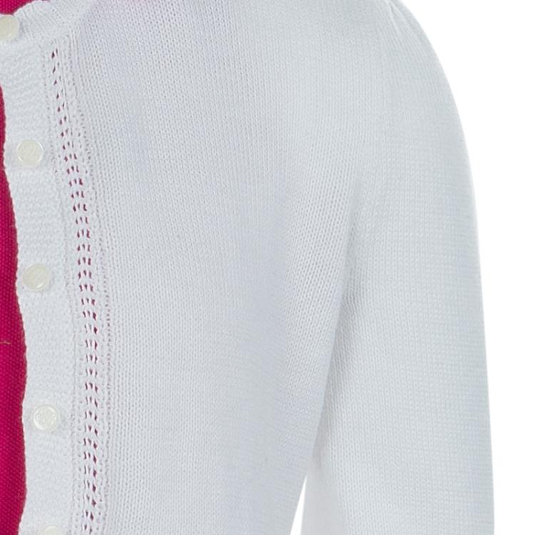 Pre Owned Ralph Lauren White Ruffle Bottom Cropped Cardigan 6 Yrs