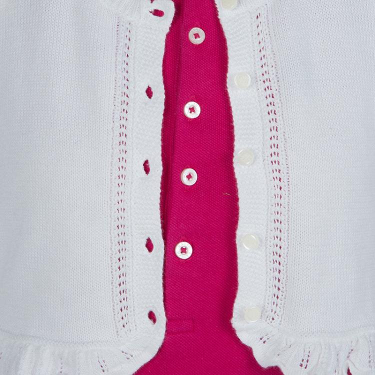 Pre Owned Ralph Lauren White Ruffle Bottom Cropped Cardigan 6 Yrs