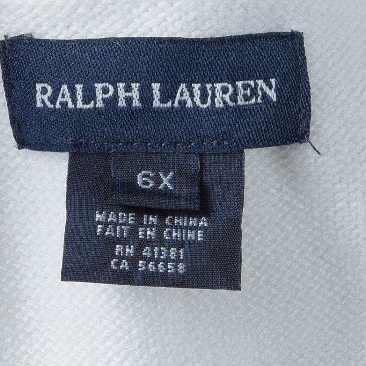 Pre Owned Ralph Lauren White Ruffle Bottom Cropped Cardigan 6 Yrs