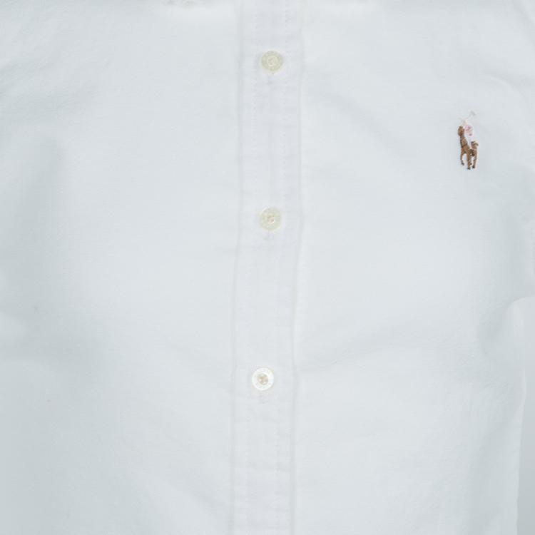 Pre Owned Ralph Lauren White Peter Pan Collar Long Sleeve Buttondown Cotton Shirt 6 Yrs