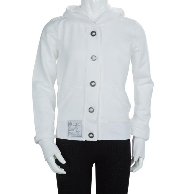 Pre Owned Ralph Lauren White Kangaroo Pocket Buttondown Hoodie 8/10 Yrs