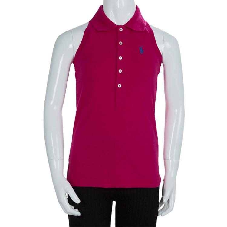Pre Owned Ralph Lauren Pink Sleeveless Polo T-Shirt 7 Yrs