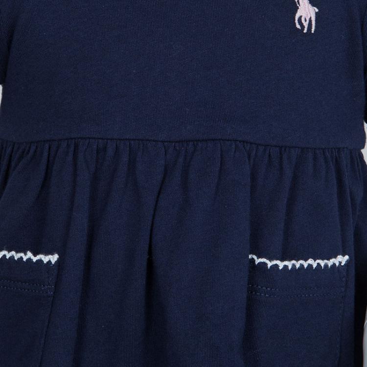 Pre Owned Ralph Lauren Navy Blue Knit Dress And Bloomer Set 6 Months