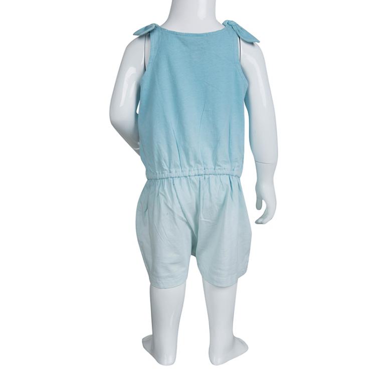 Pre Owned Ralph Lauren Turquoise Blue Dip Dyed Sleeveless Playsuit 18 Months