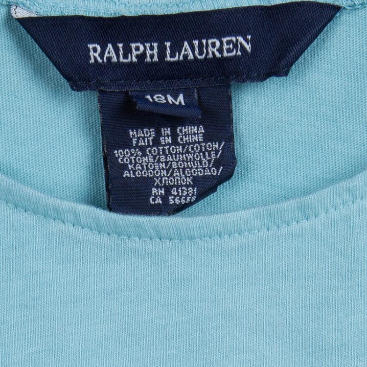 Pre Owned Ralph Lauren Turquoise Blue Dip Dyed Sleeveless Playsuit 18 Months