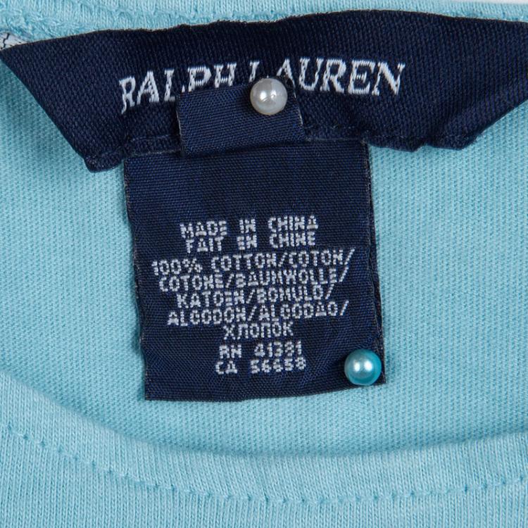 Pre Owned Ralph Lauren Turquoise Blue Dip Dyed Sleeveless Playsuit 18 Months