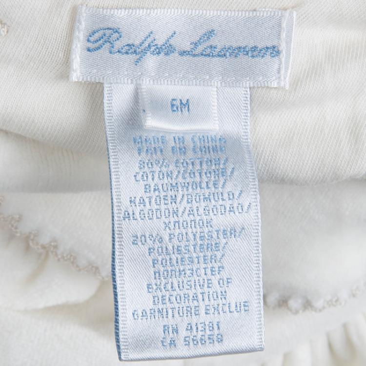 Pre Owned Ralph Lauren White Velvet Onesie 6 Months