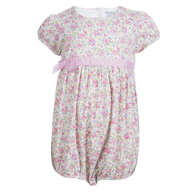 Pre Owned Ralph Lauren Floral Printed Knit Bow Detail Romper Dress 2 Yrs