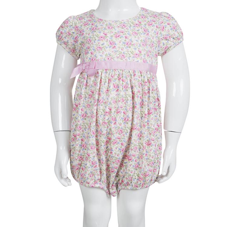 Pre Owned Ralph Lauren Floral Printed Knit Bow Detail Romper Dress 2 Yrs
