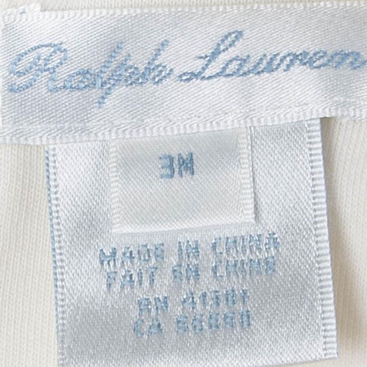 Pre Owned Ralph Lauren Off White Lace Detail Onesie 3 Months