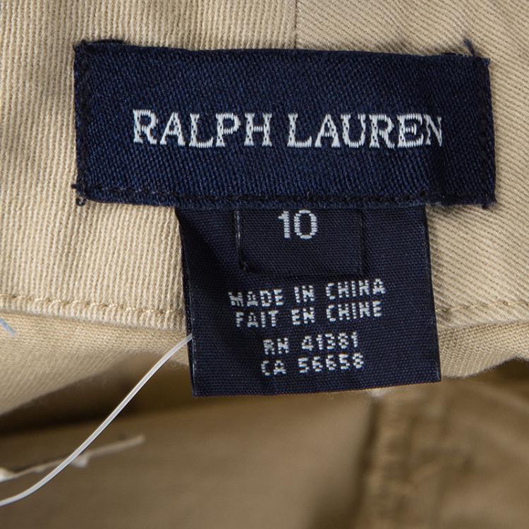 مملوكة مسبقًا Ralph Lauren Khaki Belted Slim Fit Pants 10 Yrs