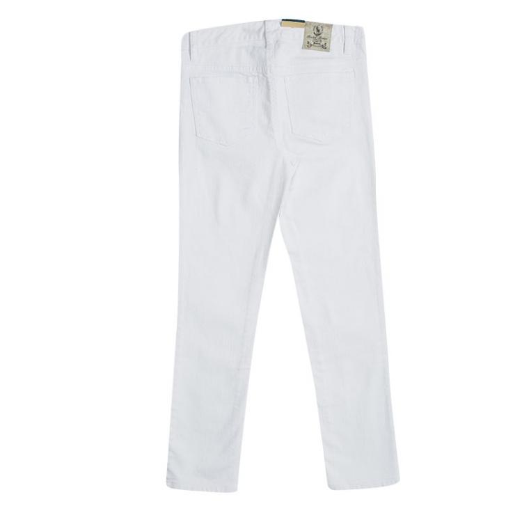 Pre Owned Ralph Lauren Off White Denim Bowery Skinny Jeans 10 Yrs