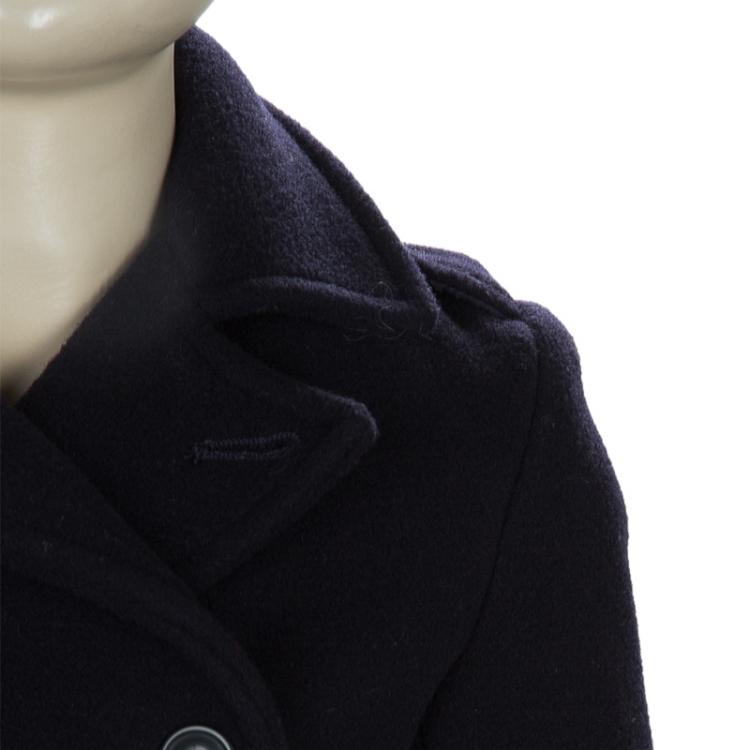 مملوكة مسبقًا Ralph Lauren Navy Blue Double Breasted Wool Coat 2 Yrs