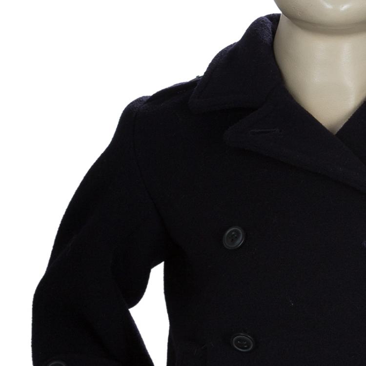 مملوكة مسبقًا Ralph Lauren Navy Blue Double Breasted Wool Coat 2 Yrs