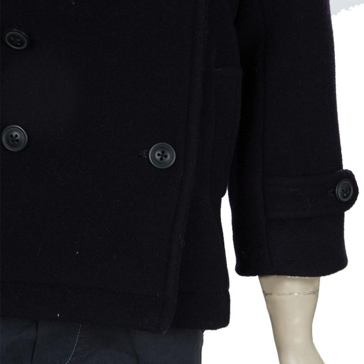مملوكة مسبقًا Ralph Lauren Navy Blue Double Breasted Wool Coat 2 Yrs