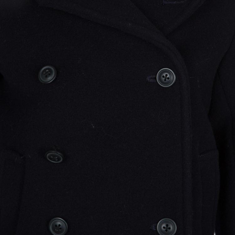 مملوكة مسبقًا Ralph Lauren Navy Blue Double Breasted Wool Coat 2 Yrs