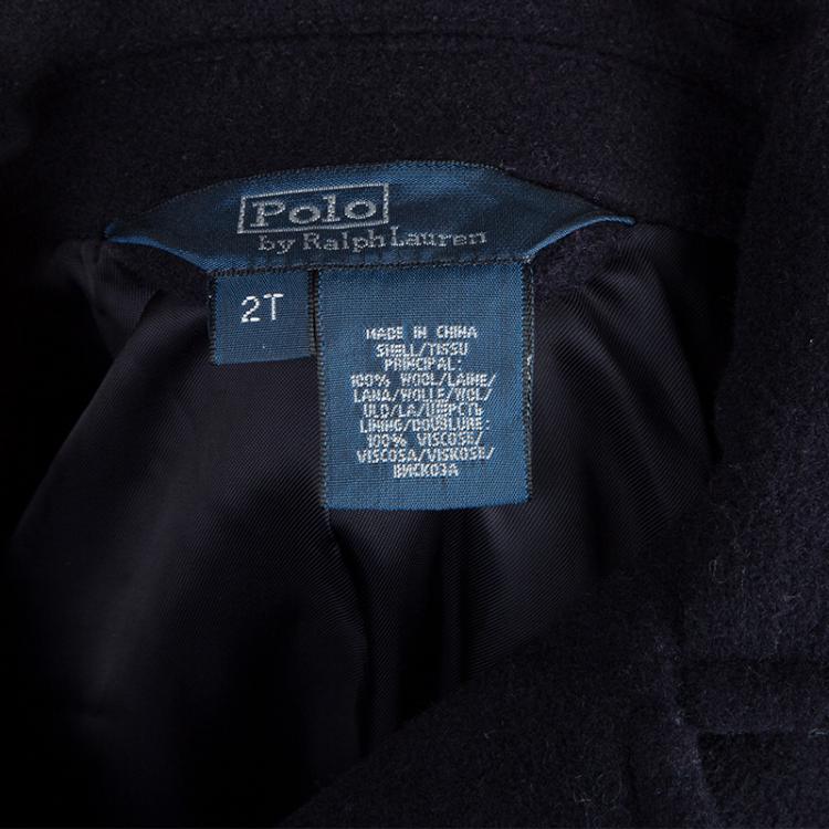 مملوكة مسبقًا Ralph Lauren Navy Blue Double Breasted Wool Coat 2 Yrs