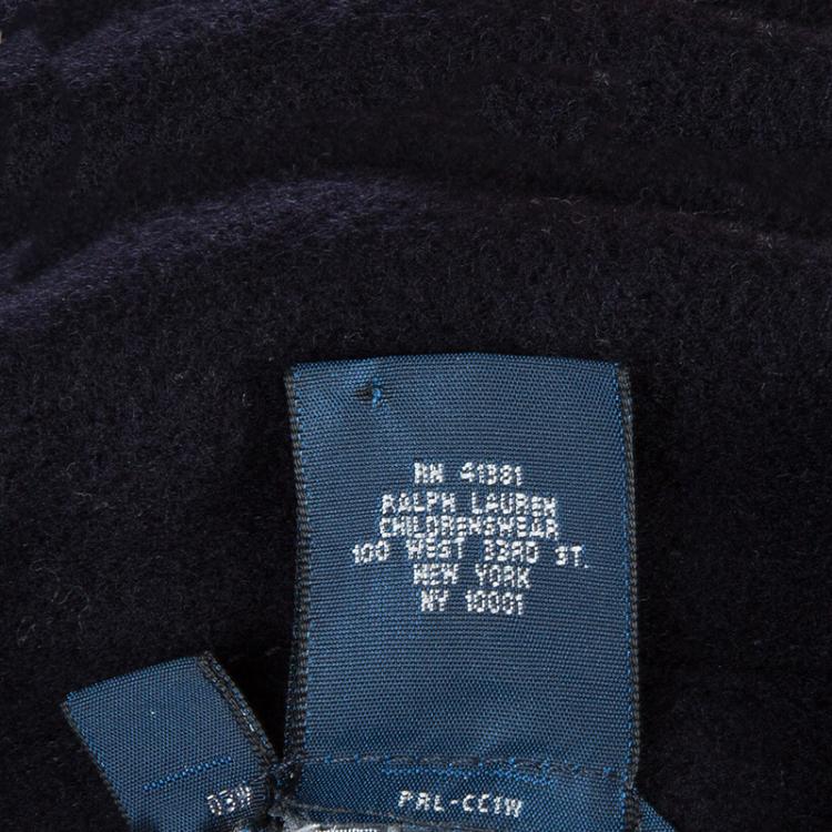 مملوكة مسبقًا Ralph Lauren Navy Blue Double Breasted Wool Coat 2 Yrs