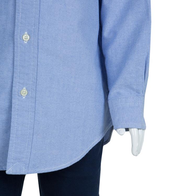 Pre Owned Ralph Lauren Blue Checked Collar Detail Long Sleeve Buttondown Shirt 5 Yrs