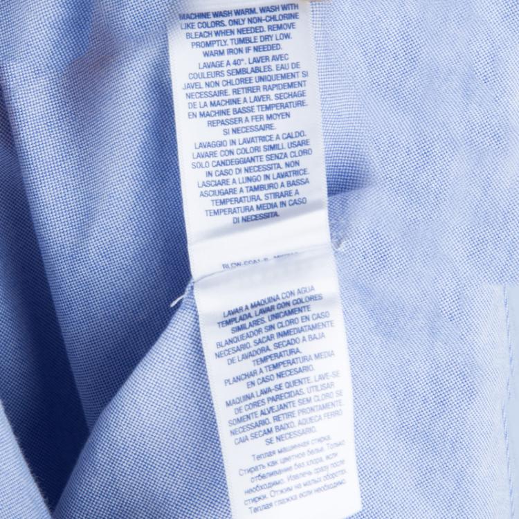 Pre Owned Ralph Lauren Blue Checked Collar Detail Long Sleeve Buttondown Shirt 5 Yrs